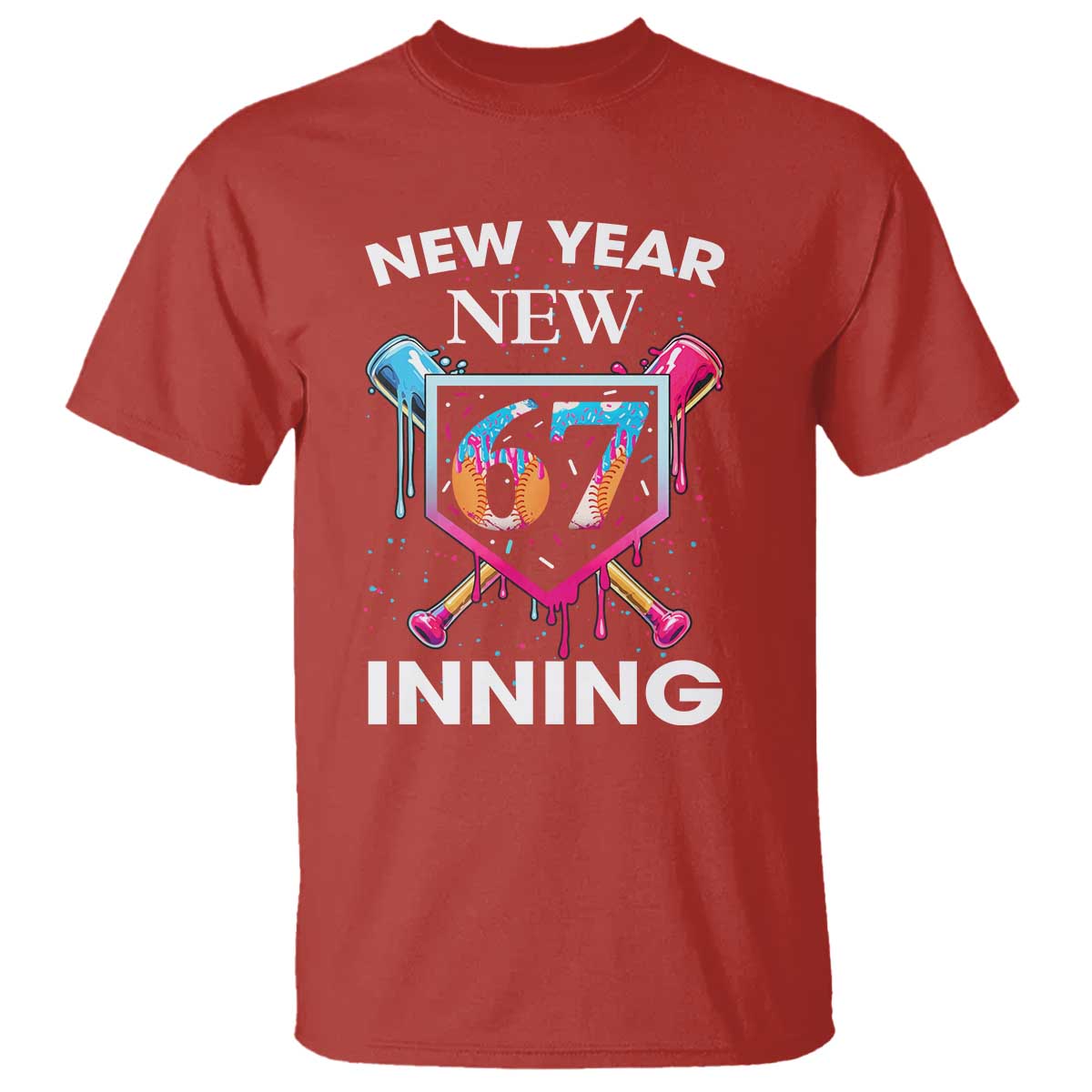 Funny Six Seven Meme T Shirt 67 Number Sports American Football Ice Cream Drip TS14 Red Print Your Wear