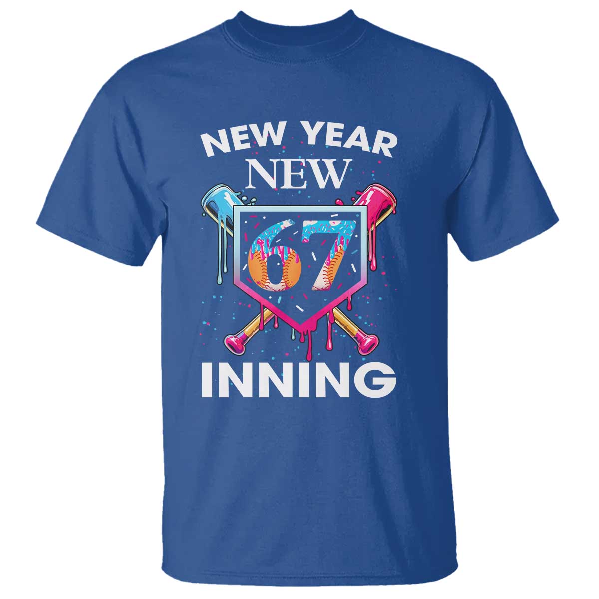 Funny Six Seven Meme T Shirt 67 Number Sports American Football Ice Cream Drip TS14 Royal Blue Print Your Wear
