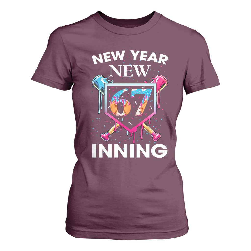 Funny Six Seven Meme T Shirt For Women 67 Number Sports American Football Ice Cream Drip TS14 Maroon Print Your Wear