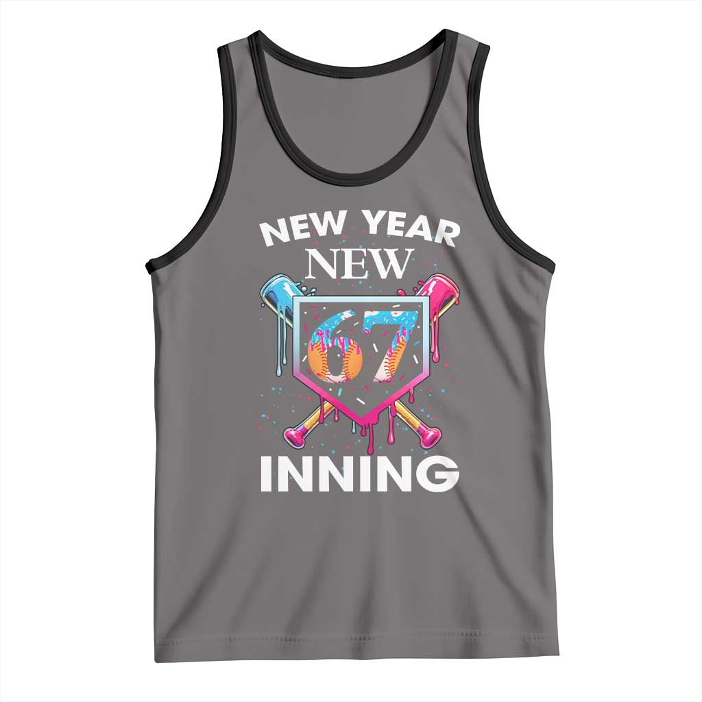 Funny Six Seven Meme Tank Top 67 Number Sports American Football Ice Cream Drip TS14 Deep Heather Black Print Your Wear