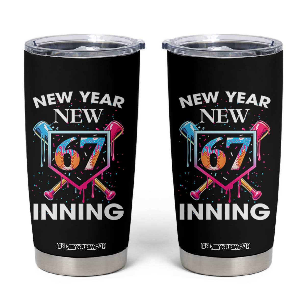 Funny Six Seven Meme Tumbler Cup 67 Number Sports American Football Ice Cream Drip TS14 Black Print Your Wear