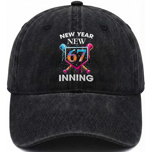Funny Six Seven Meme Washed Cotton Baseball Cap 67 Number Sports American Football Ice Cream Drip TS14 Washed Cap Universal Fit Black Print Your Wear