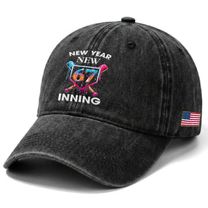 Funny Six Seven Meme Washed Cotton Baseball Cap 67 Number Sports American Football Ice Cream Drip TS14 Print Your Wear