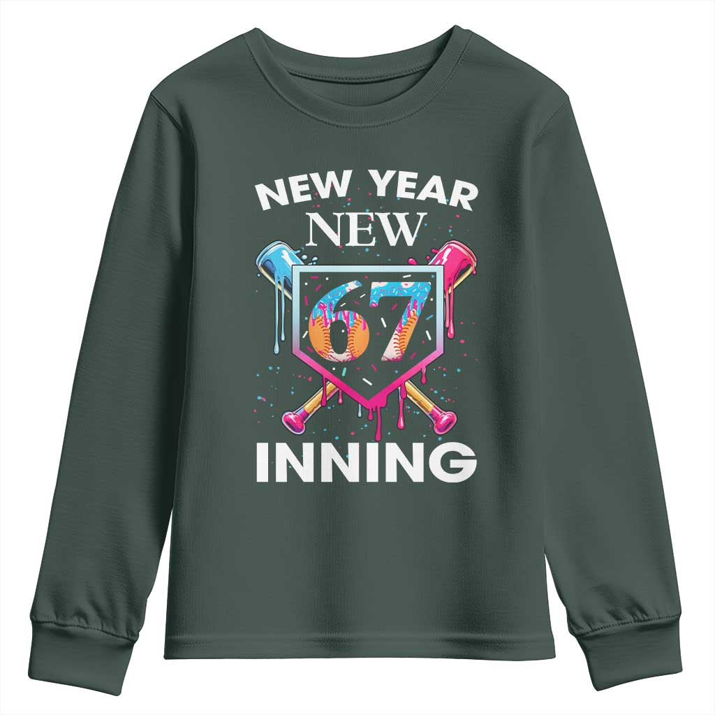 Funny Six Seven Meme Youth Sweatshirt 67 Number Sports American Football Ice Cream Drip TS14 Dark Forest Green Print Your Wear