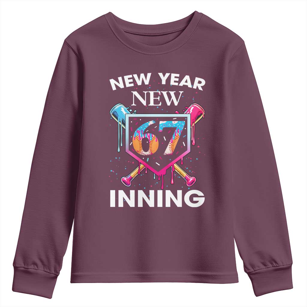 Funny Six Seven Meme Youth Sweatshirt 67 Number Sports American Football Ice Cream Drip TS14 Maroon Print Your Wear