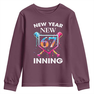 Funny Six Seven Meme Youth Sweatshirt 67 Number Sports American Football Ice Cream Drip TS14 Maroon Print Your Wear