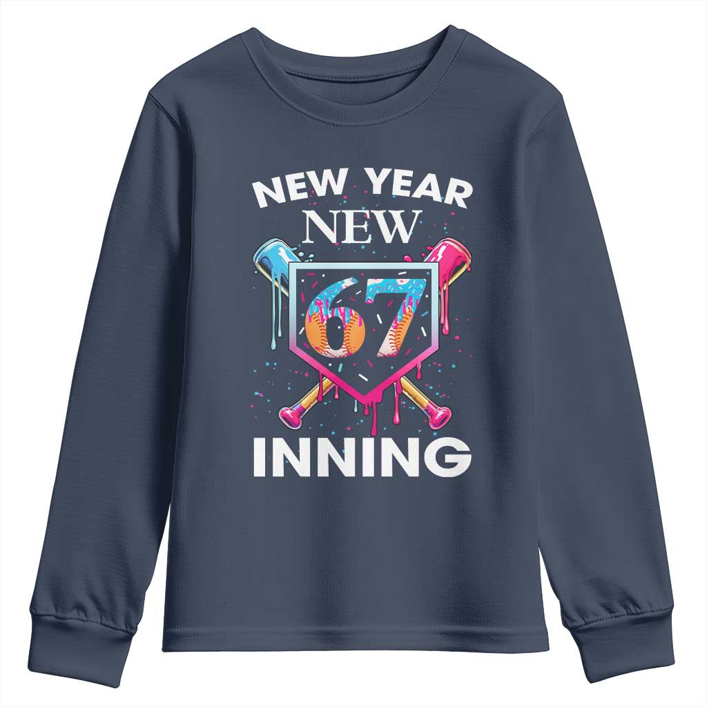 Funny Six Seven Meme Youth Sweatshirt 67 Number Sports American Football Ice Cream Drip TS14 Navy Print Your Wear