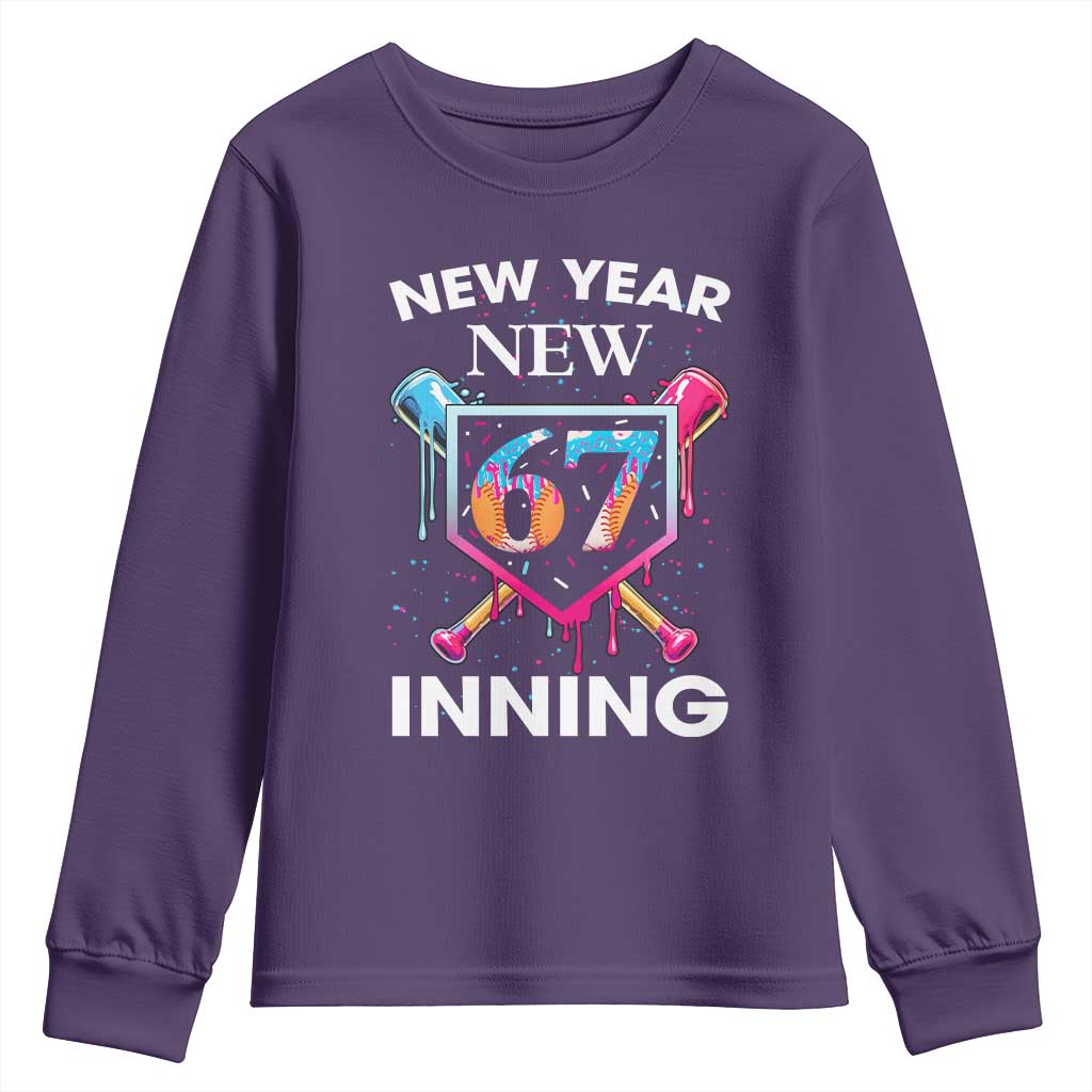 Funny Six Seven Meme Youth Sweatshirt 67 Number Sports American Football Ice Cream Drip TS14 Purple Print Your Wear