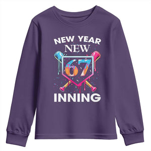 Funny Six Seven Meme Youth Sweatshirt 67 Number Sports American Football Ice Cream Drip TS14 Purple Print Your Wear