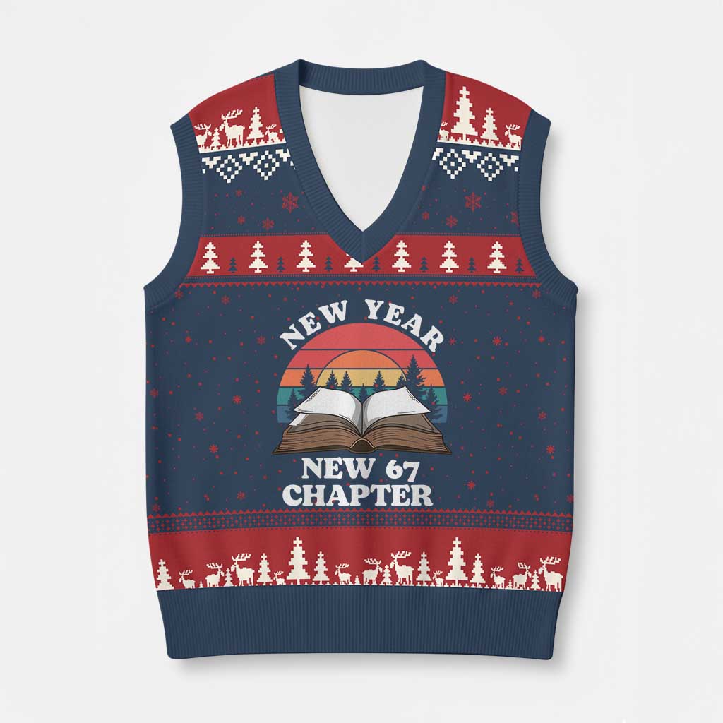 Funny Six Seven Meme V-Neck Knit Sweater Vest New Year New 67 Chapter TS14 Navy Red Print Your Wear