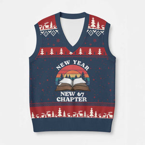 Funny Six Seven Meme V-Neck Knit Sweater Vest New Year New 67 Chapter TS14 Navy Red Print Your Wear