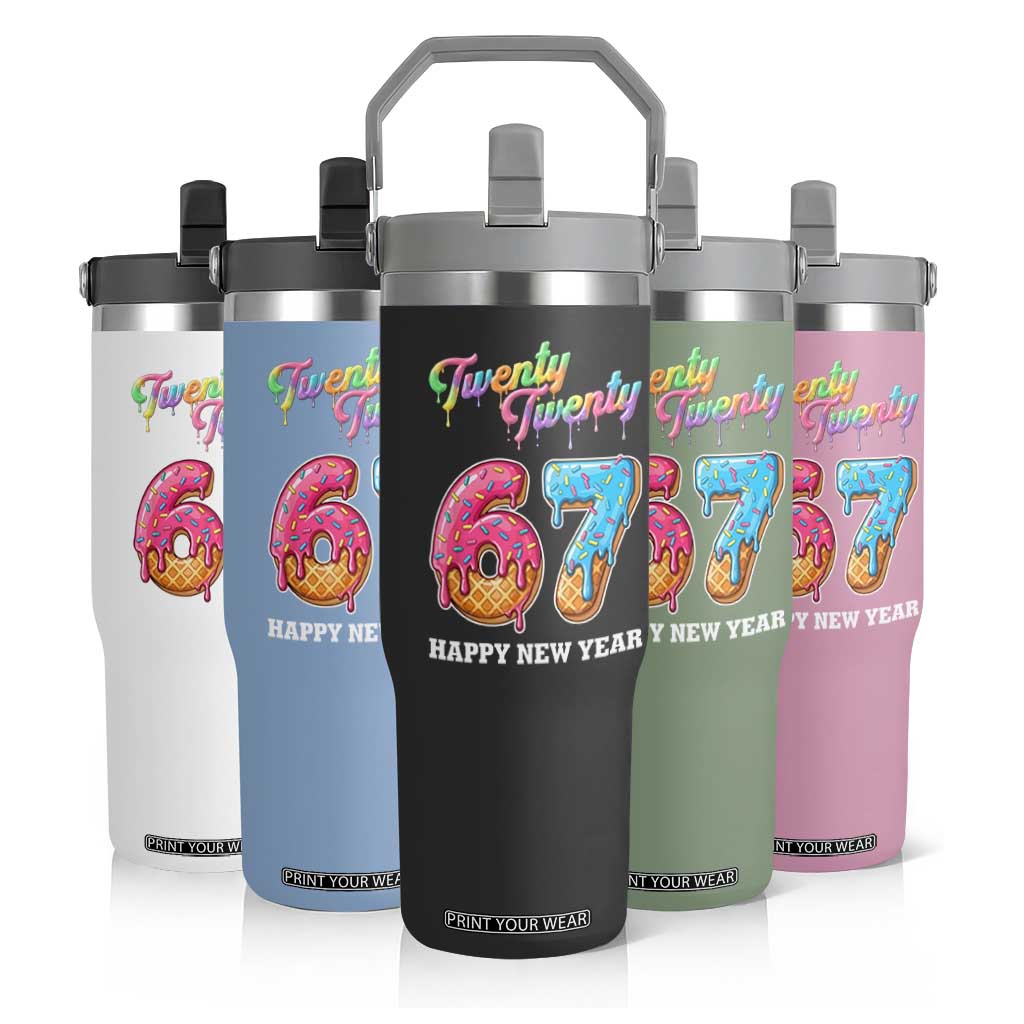 67 Six Seven Meme Flip Straw Tumbler New Year 2026 Ice Cream Drip TS14 Print Your Wear