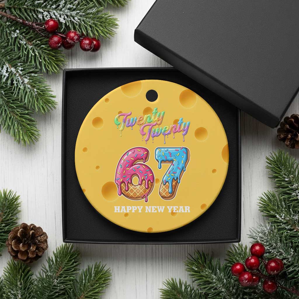 67 Six Seven Meme Ceramic Ornament New Year 2026 Ice Cream Drip TS14 1pc Yellow Cheese Print Your Wear