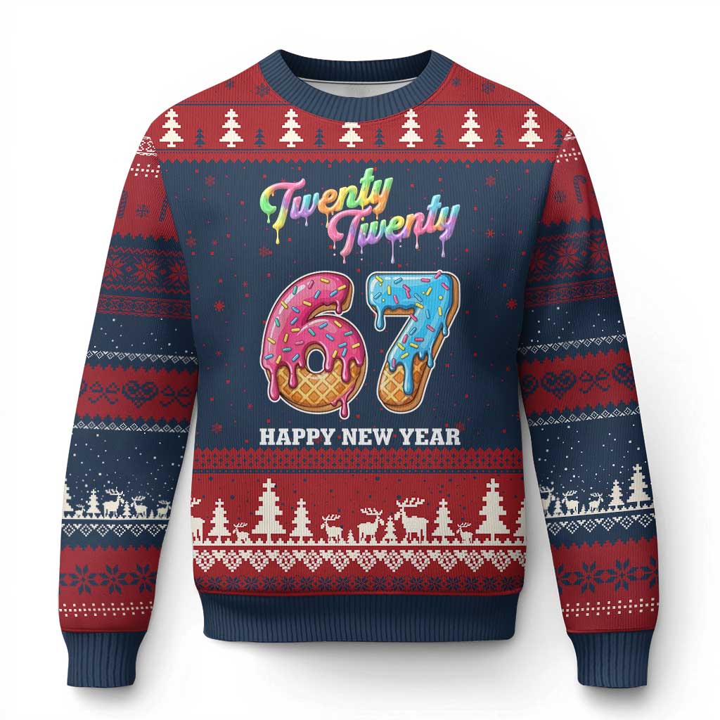 67 Six Seven Meme Ugly Christmas Sweater New Year 2026 Ice Cream Drip TS14 Navy Red Print Your Wear
