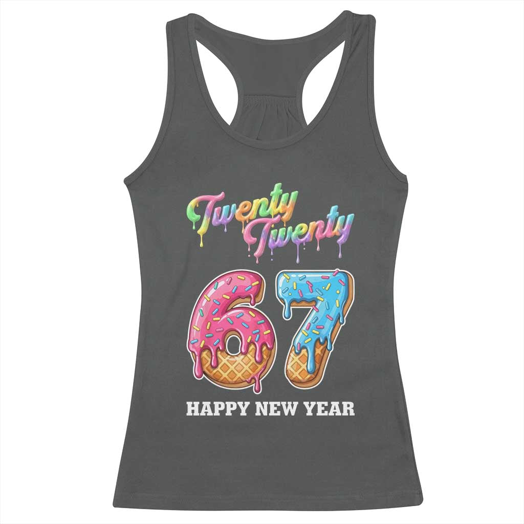 67 Six Seven Meme Racerback Tank Top New Year 2026 Ice Cream Drip TS14 Dark Heather Print Your Wear