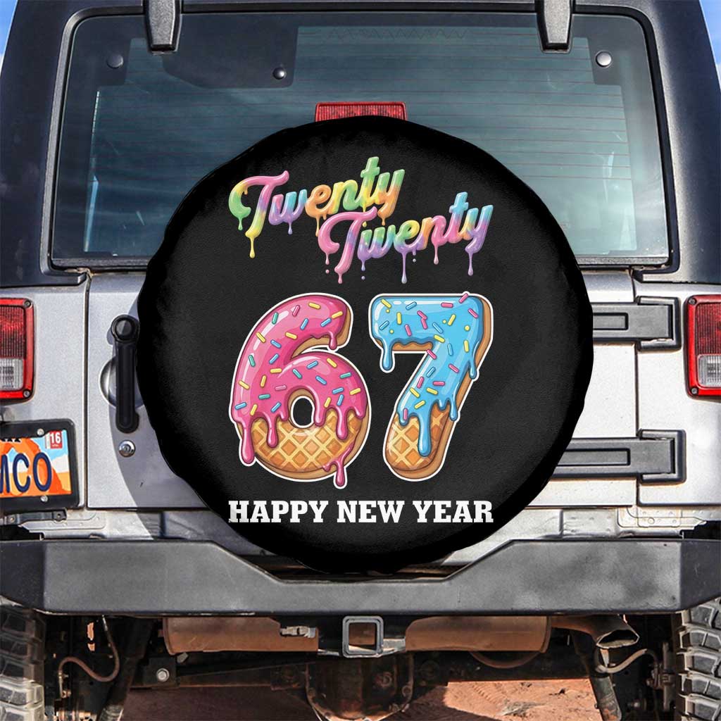 67 Six Seven Meme Spare Tire Cover New Year 2026 Ice Cream Drip TS14 No hole Black Print Your Wear