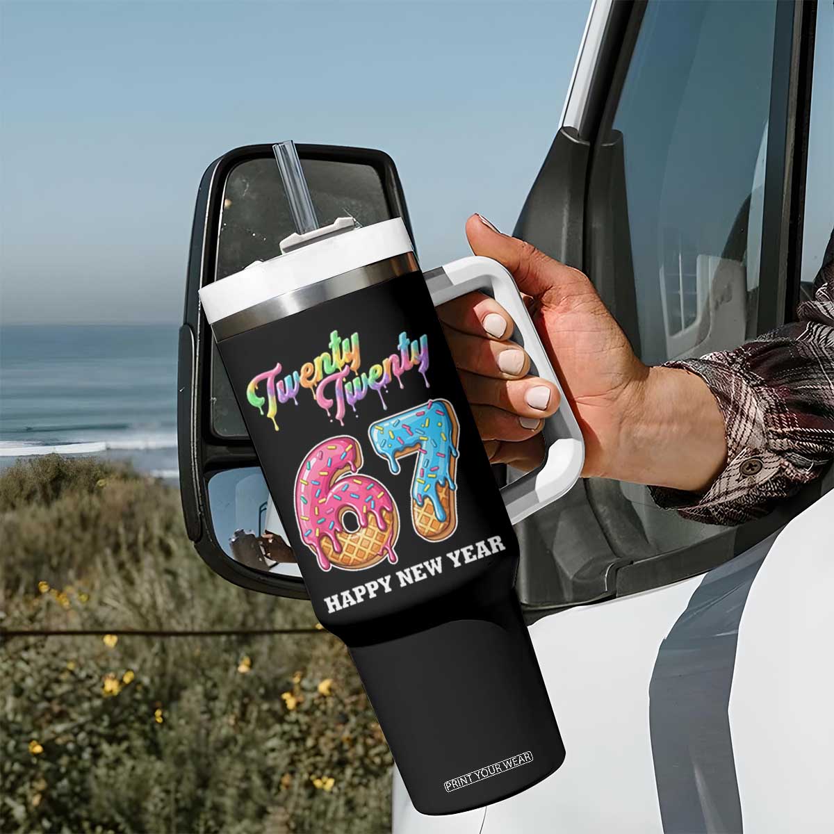 67 Six Seven Meme Tumbler With Handle New Year 2026 Ice Cream Drip TS14 Print Your Wear