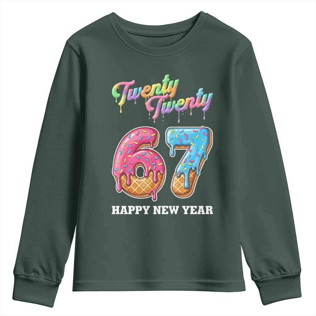 67 Six Seven Meme Youth Sweatshirt New Year 2026 Ice Cream Drip TS14 Dark Forest Green Print Your Wear