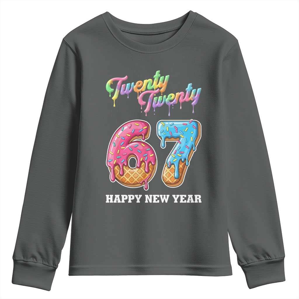 67 Six Seven Meme Youth Sweatshirt New Year 2026 Ice Cream Drip TS14 Dark Heather Print Your Wear