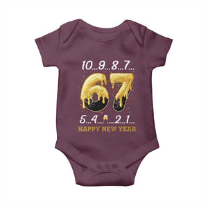 67 Six Seven Meme Baby Onesie Happy New Year 2026 TS14 Maroon Print Your Wear