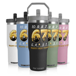 67 Six Seven Meme Flip Straw Tumbler Happy New Year 2026 TS14 Print Your Wear