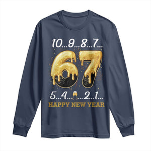 67 Six Seven Meme Long Sleeve Shirt Happy New Year 2026 TS14 Navy Print Your Wear