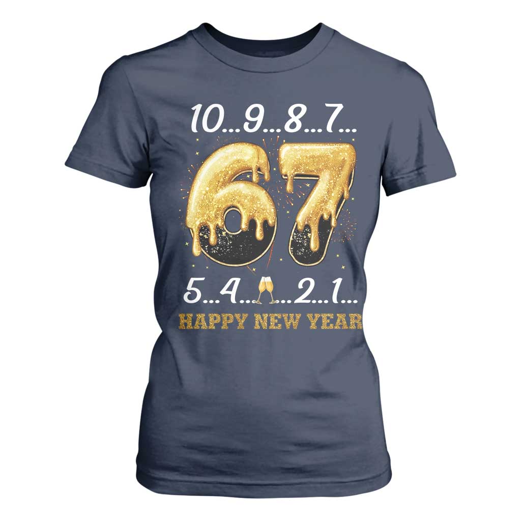 67 Six Seven Meme T Shirt For Women Happy New Year 2026 TS14 Navy Print Your Wear
