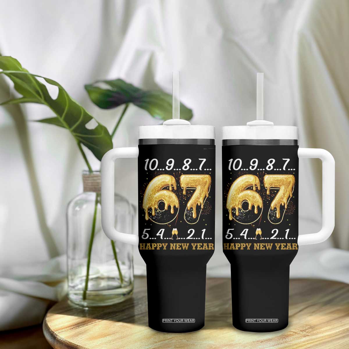 67 Six Seven Meme Tumbler With Handle Happy New Year 2026 TS14 Print Your Wear