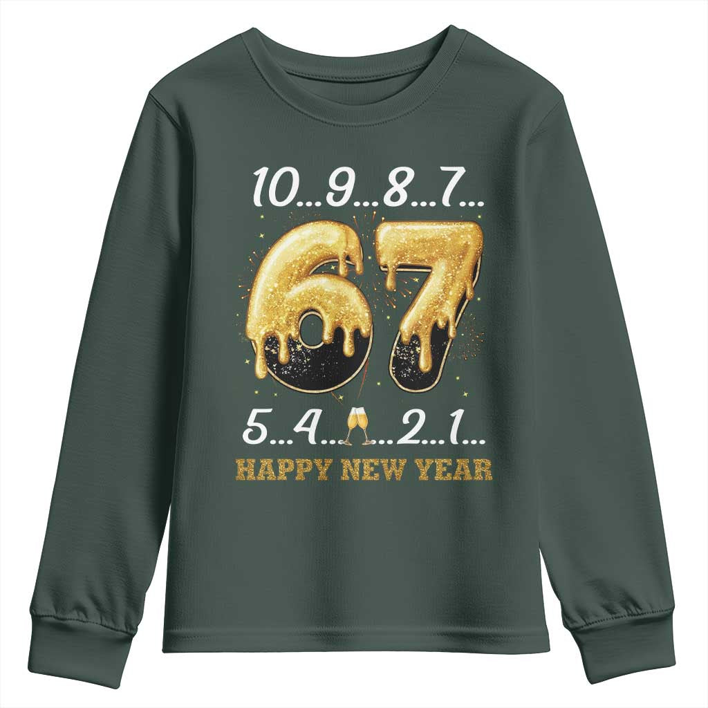 67 Six Seven Meme Youth Sweatshirt Happy New Year 2026 TS14 Dark Forest Green Print Your Wear