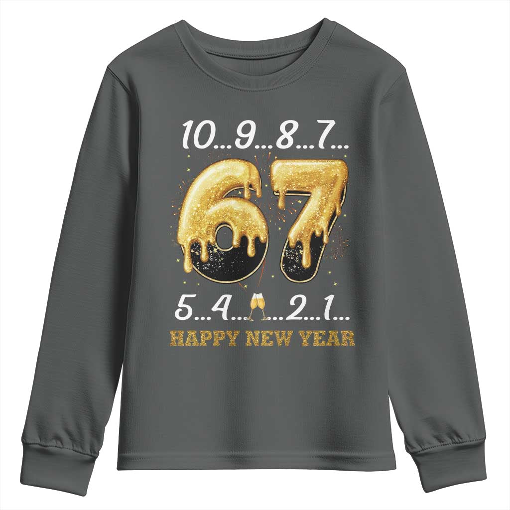 67 Six Seven Meme Youth Sweatshirt Happy New Year 2026 TS14 Dark Heather Print Your Wear