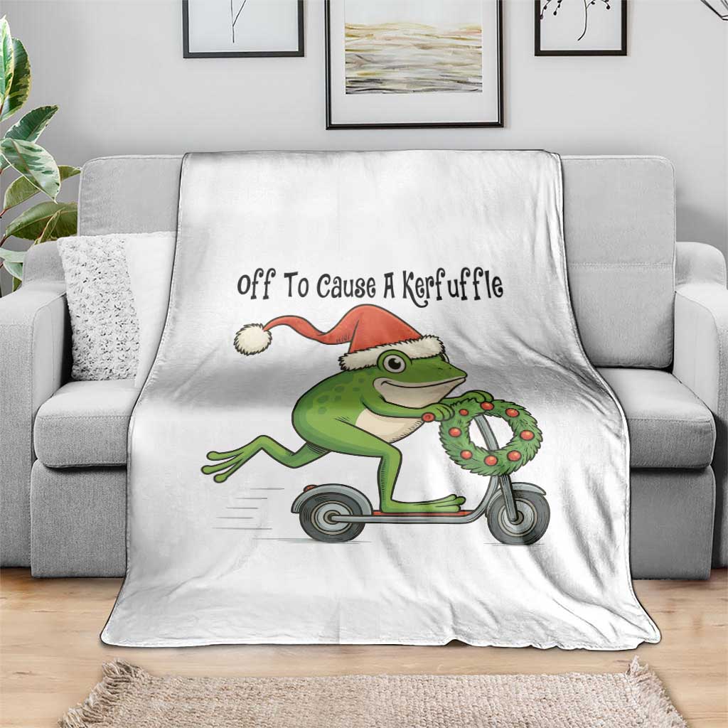 Off To Cause A Kerfuffle Throw Blanket Funny Frog Christmas Meme Weirdcore TS14 Print Your Wear