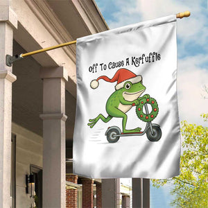 Off To Cause A Kerfuffle Garden Flag Funny Frog Christmas Meme Weirdcore TS14 Print Your Wear