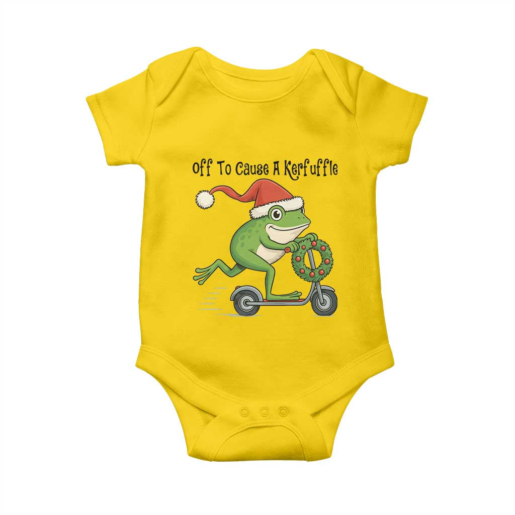 Off To Cause A Kerfuffle Baby Onesie Funny Frog Christmas Meme Weirdcore - Print Your Wear