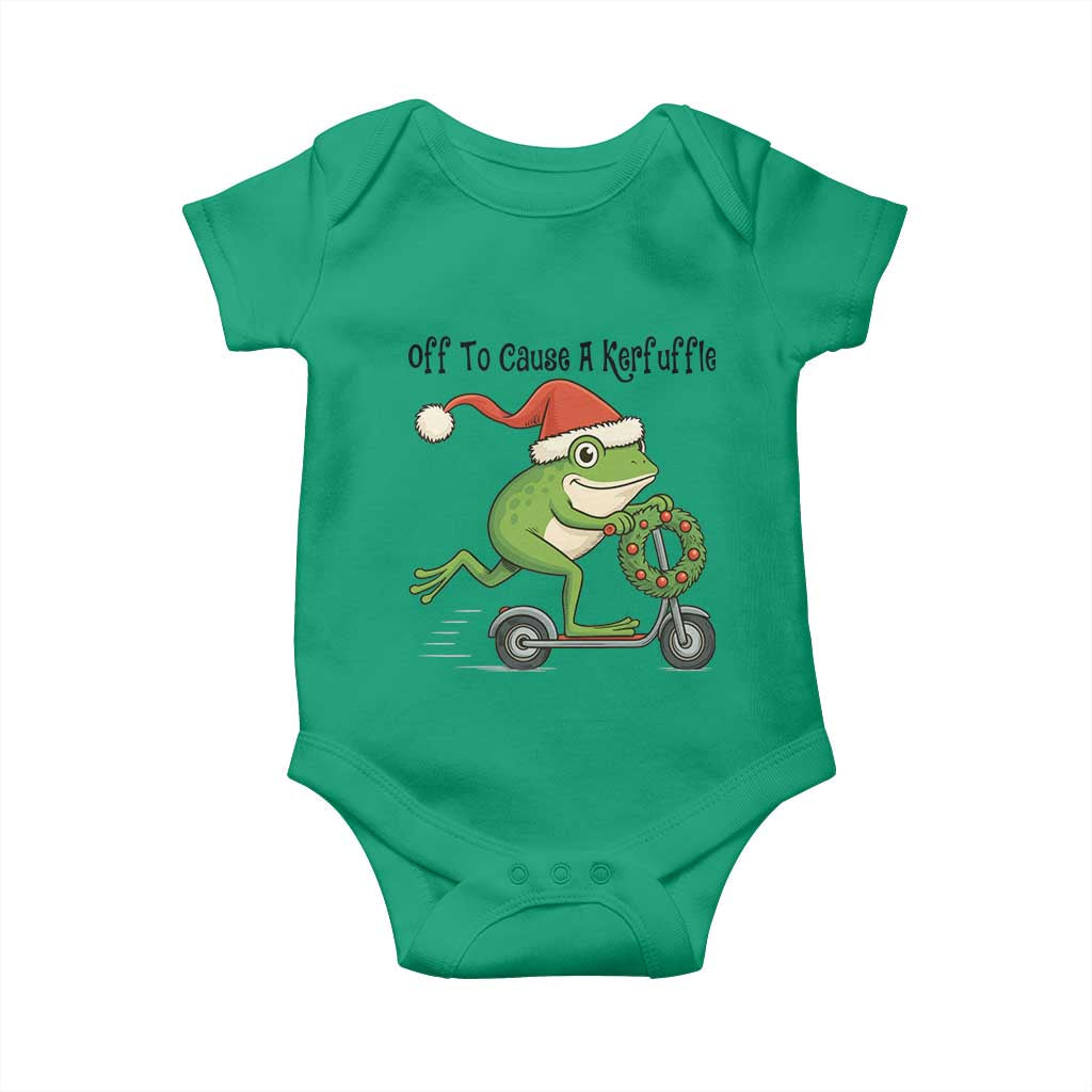Off To Cause A Kerfuffle Baby Onesie Funny Frog Christmas Meme Weirdcore - Print Your Wear