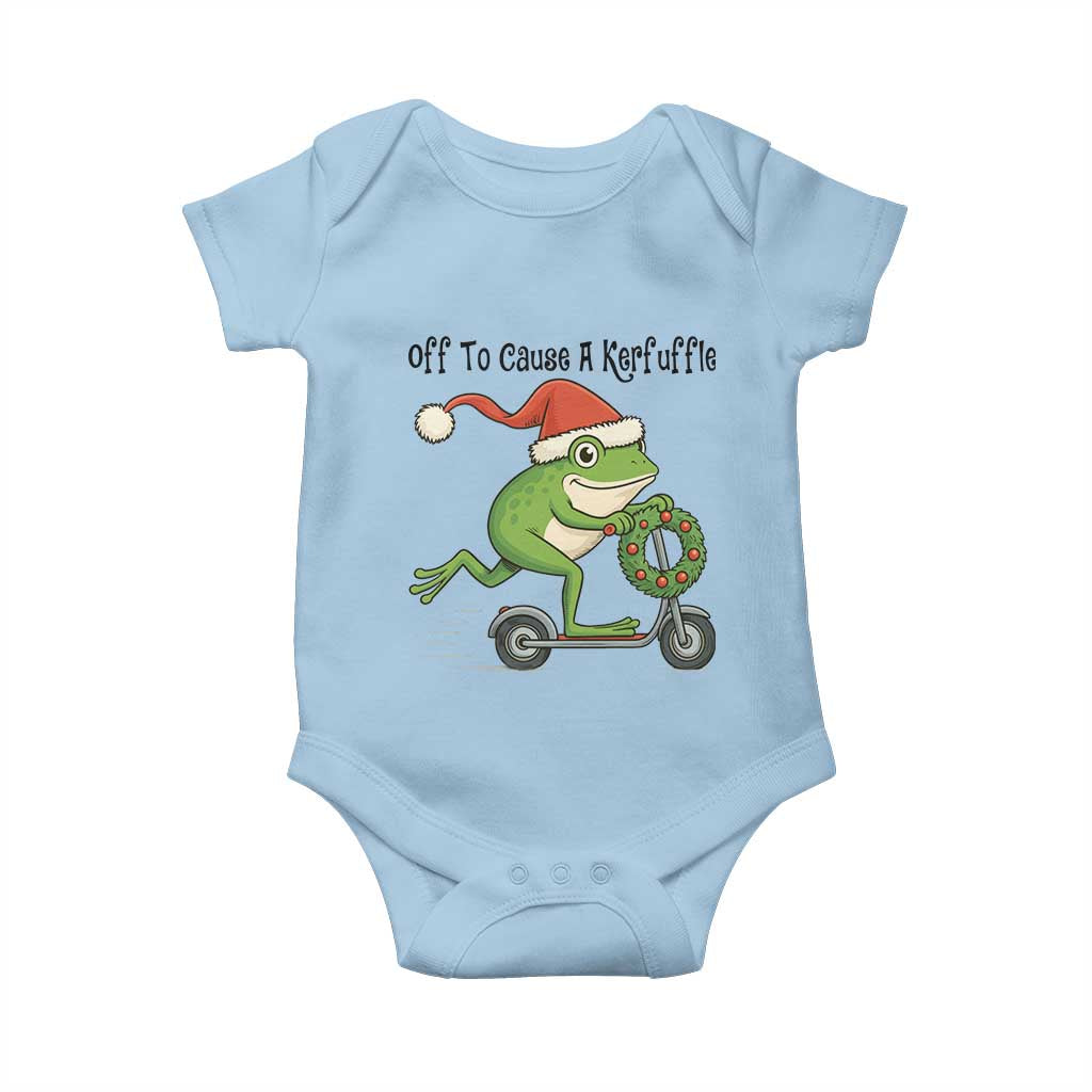 Off To Cause A Kerfuffle Baby Onesie Funny Frog Christmas Meme Weirdcore TS14 Light Blue Print Your Wear