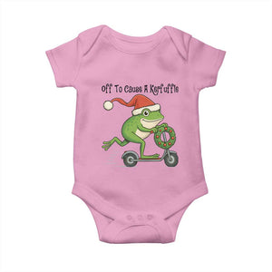 Off To Cause A Kerfuffle Baby Onesie Funny Frog Christmas Meme Weirdcore TS14 Light Pink Print Your Wear