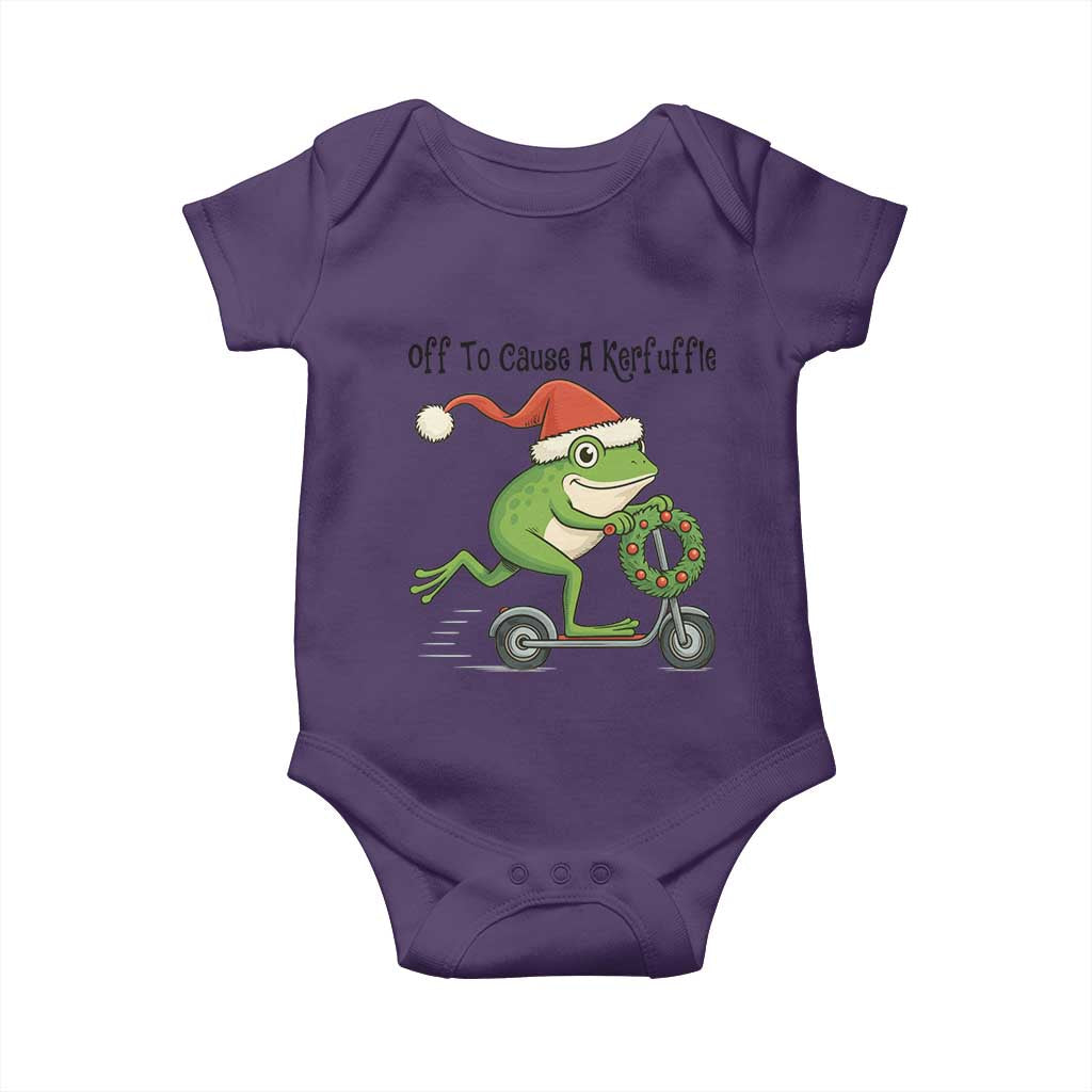 Off To Cause A Kerfuffle Baby Onesie Funny Frog Christmas Meme Weirdcore TS14 Purple Print Your Wear