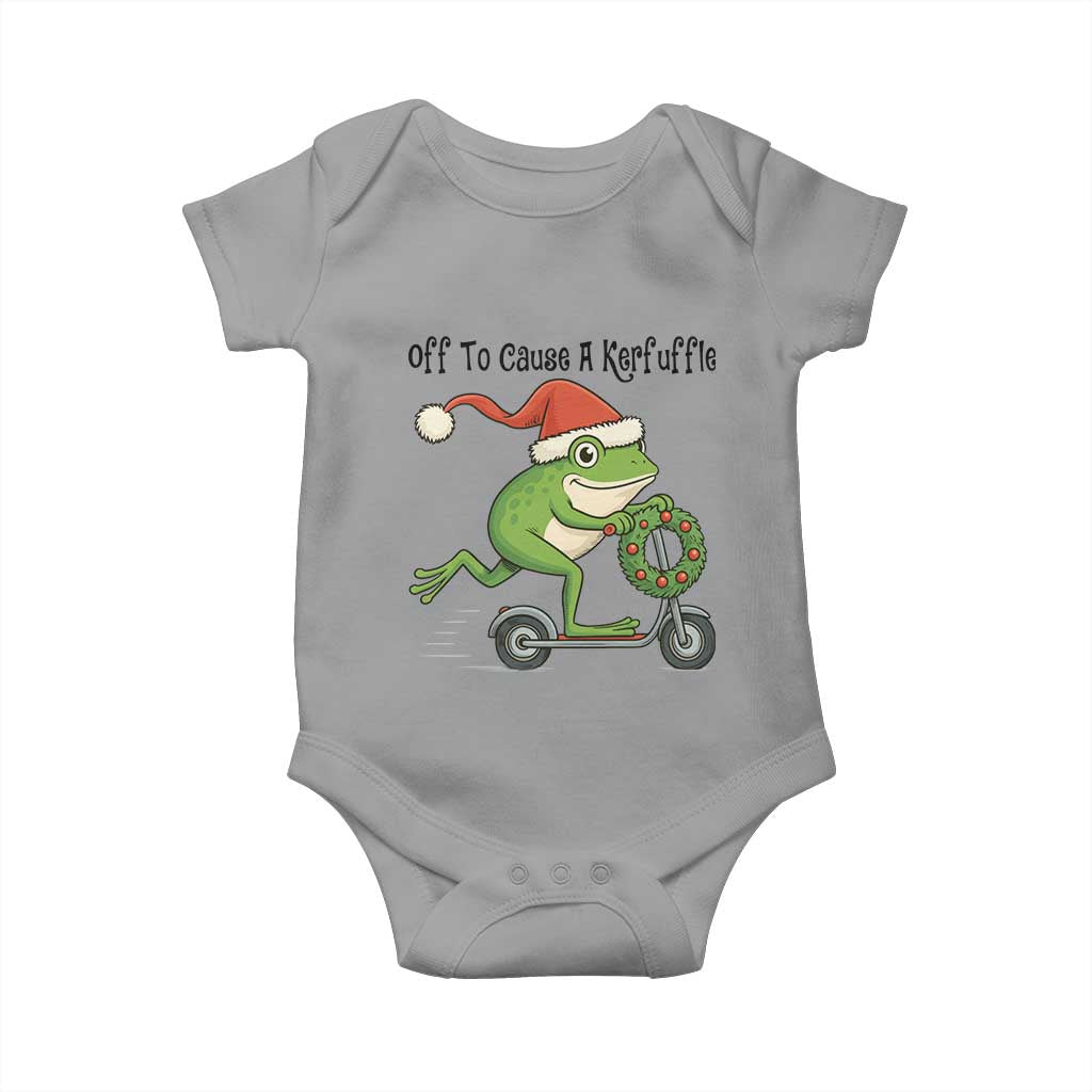 Off To Cause A Kerfuffle Baby Onesie Funny Frog Christmas Meme Weirdcore - Print Your Wear