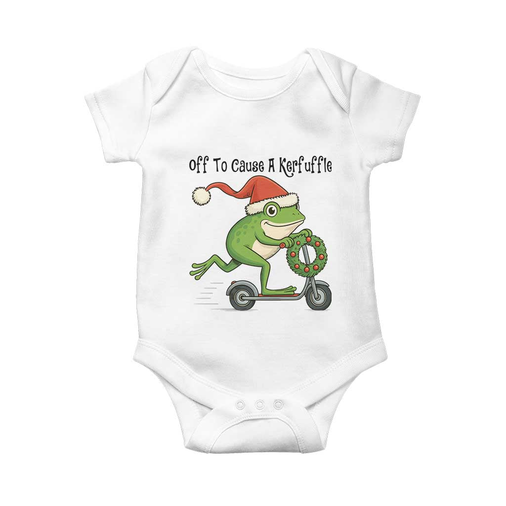 Off To Cause A Kerfuffle Baby Onesie Funny Frog Christmas Meme Weirdcore TS14 White Print Your Wear
