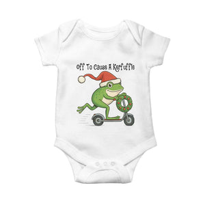 Off To Cause A Kerfuffle Baby Onesie Funny Frog Christmas Meme Weirdcore TS14 White Print Your Wear