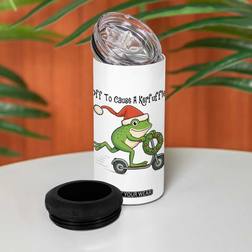 Off To Cause A Kerfuffle 4 in 1 Can Cooler Tumbler Funny Frog Christmas Meme Weirdcore TS14 Print Your Wear