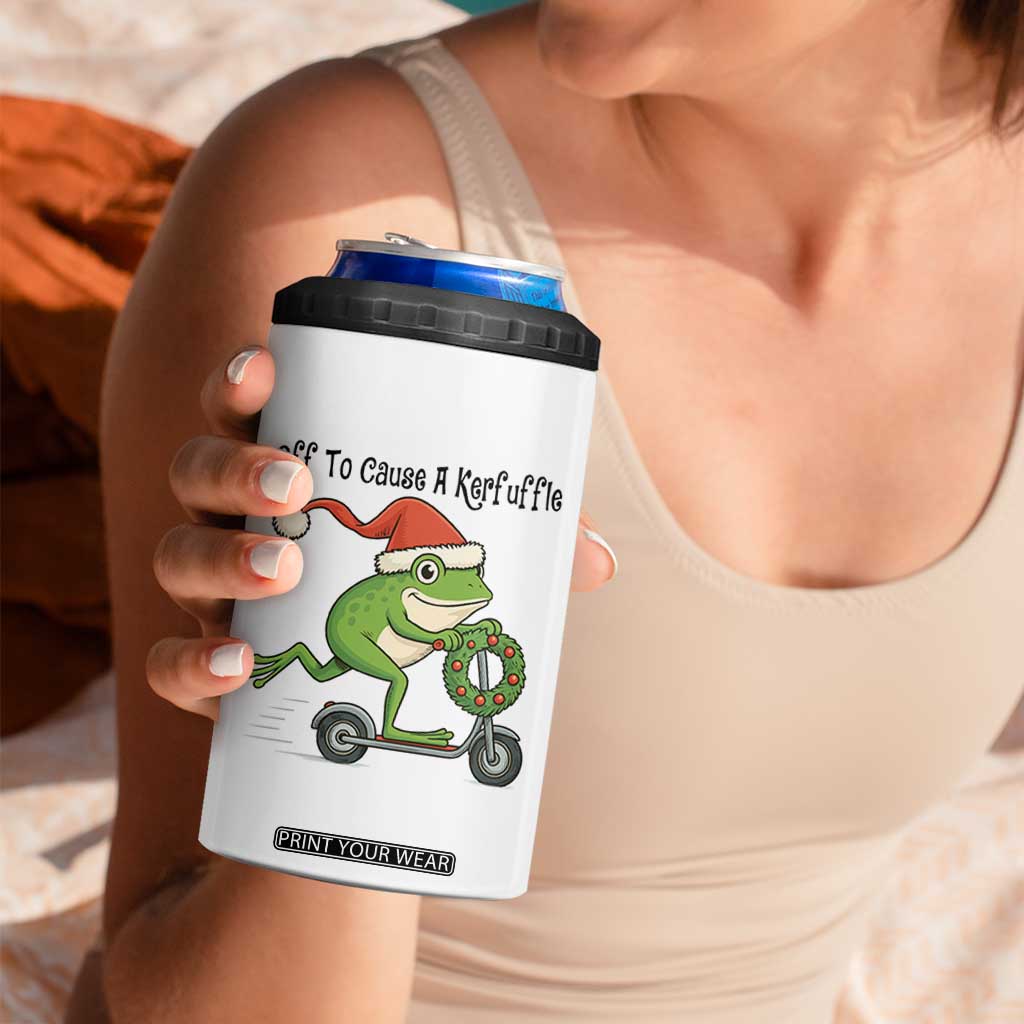 Off To Cause A Kerfuffle 4 in 1 Can Cooler Tumbler Funny Frog Christmas Meme Weirdcore TS14 Print Your Wear