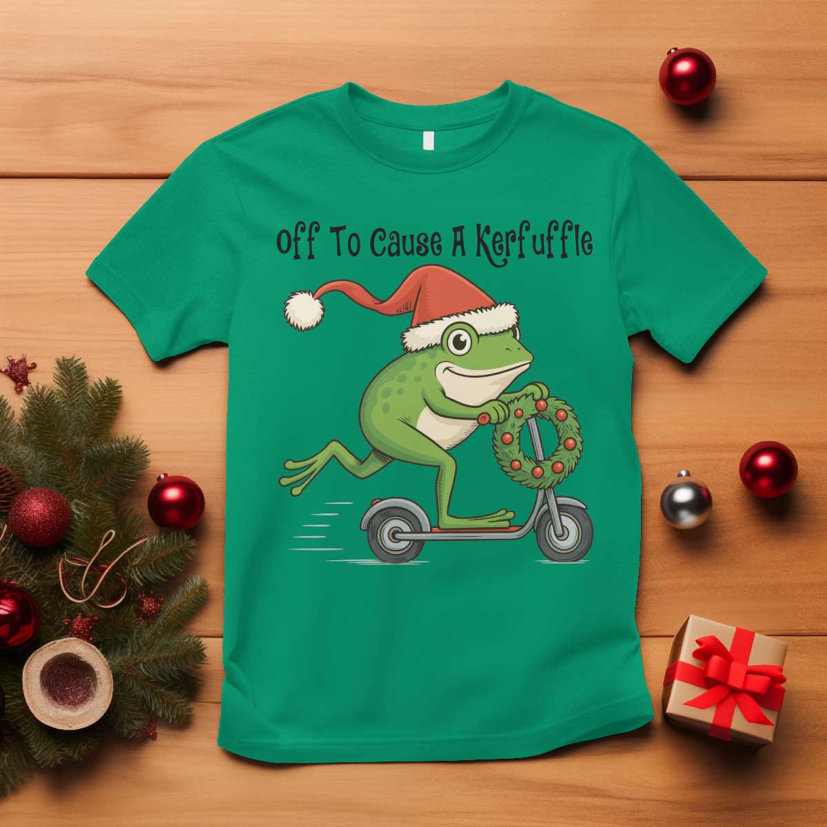 Off To Cause A Kerfuffle T Shirt Funny Frog Christmas Meme Weirdcore TS14 Irish Green Print Your Wear