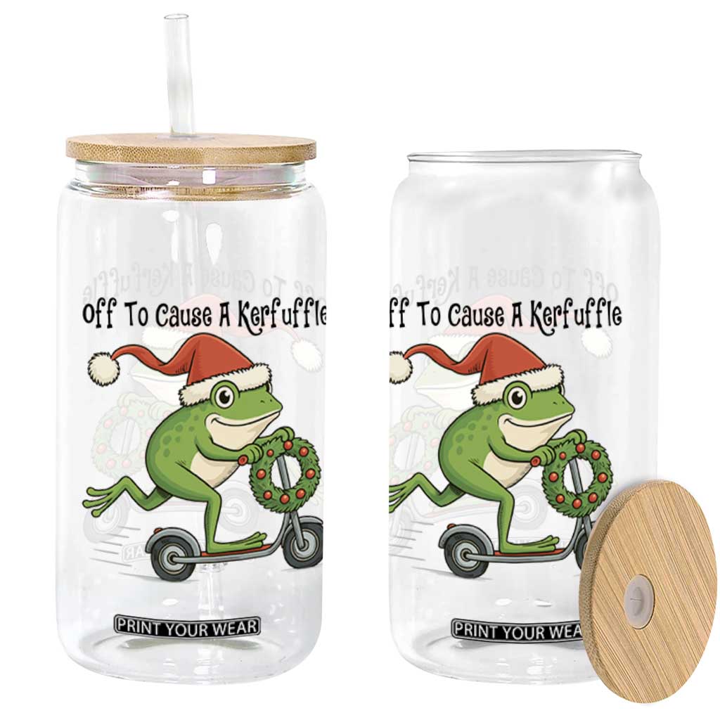 Off To Cause A Kerfuffle Glass Can Funny Frog Christmas Meme Weirdcore TS14 Print Your Wear