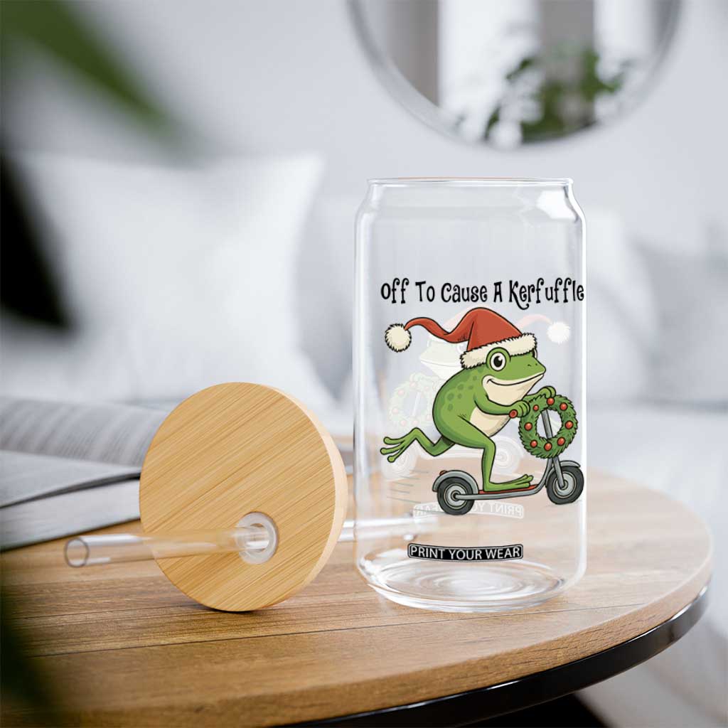 Off To Cause A Kerfuffle Glass Can Funny Frog Christmas Meme Weirdcore TS14 Print Your Wear