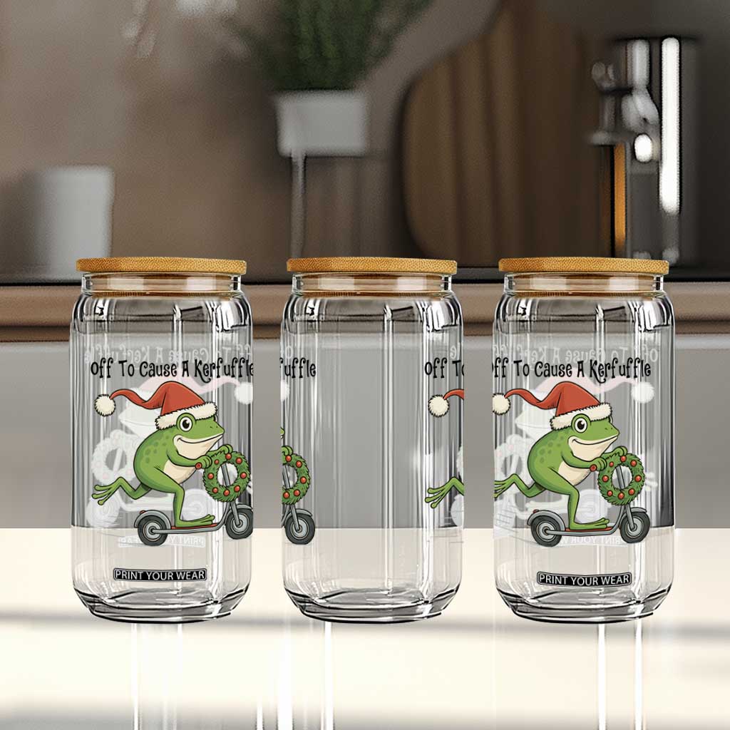 Off To Cause A Kerfuffle Glass Can Funny Frog Christmas Meme Weirdcore TS14 Print Your Wear