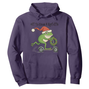 Off To Cause A Kerfuffle Hoodie Funny Frog Christmas Meme Weirdcore TS14 Purple Print Your Wear