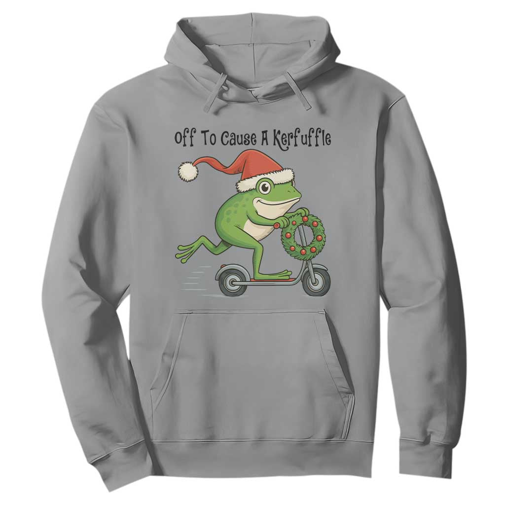Off To Cause A Kerfuffle Hoodie Funny Frog Christmas Meme Weirdcore TS14 Sport Gray Print Your Wear