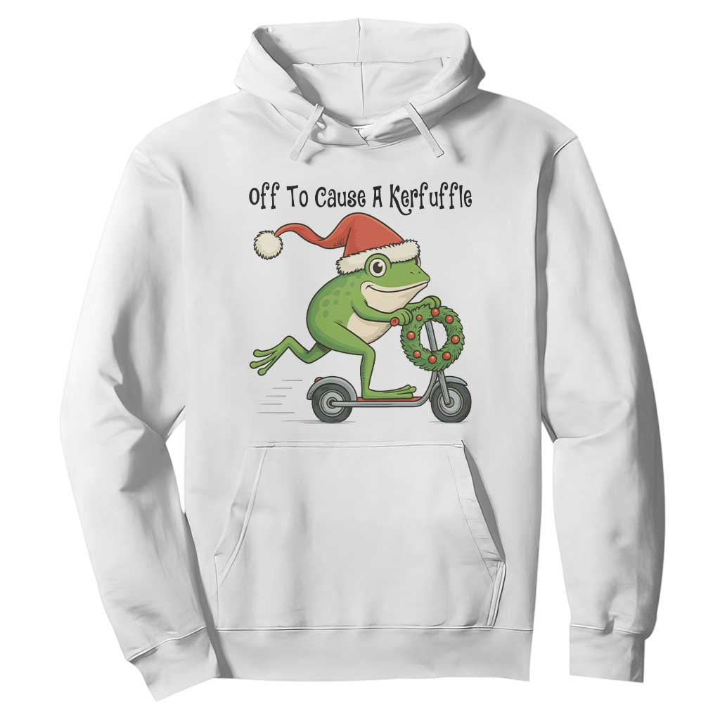 Off To Cause A Kerfuffle Hoodie Funny Frog Christmas Meme Weirdcore TS14 White Print Your Wear