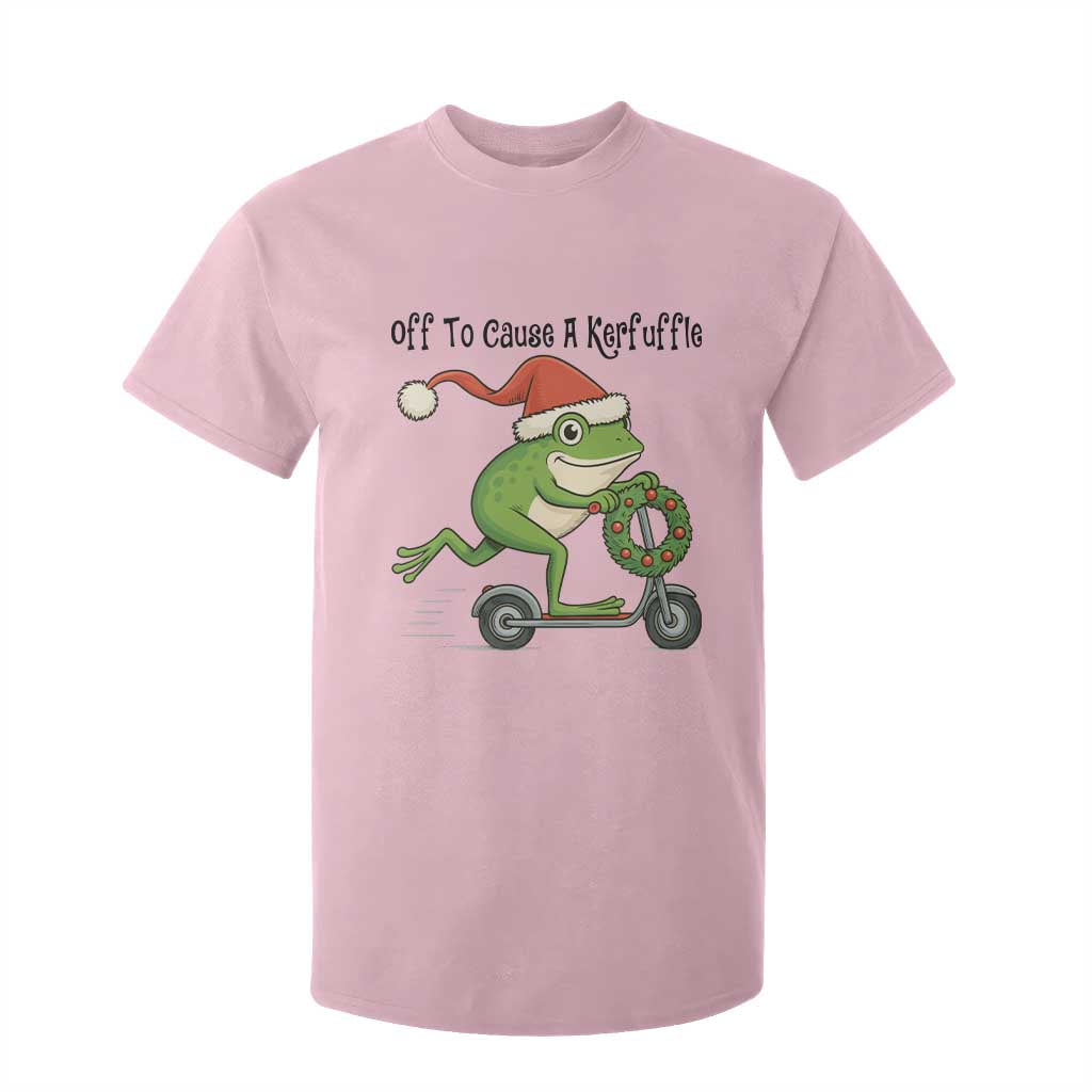 Off To Cause A Kerfuffle T Shirt For Kid Funny Frog Christmas Meme Weirdcore TS14 Light Pink Print Your Wear